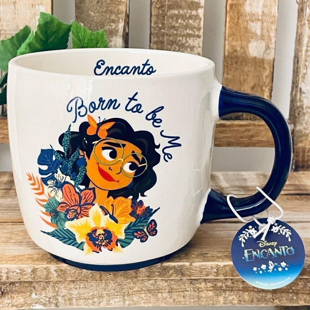 NWT Disney Magenta Encanto Born to be Me White Navy Blue Butterflies Ceramic Mug